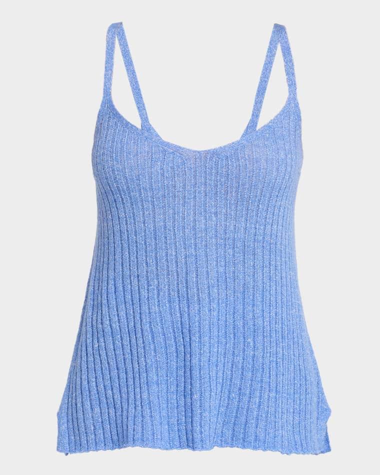 Breezy Ribbed Cashmere-Linen Tank Top by GUEST IN RESIDENCE