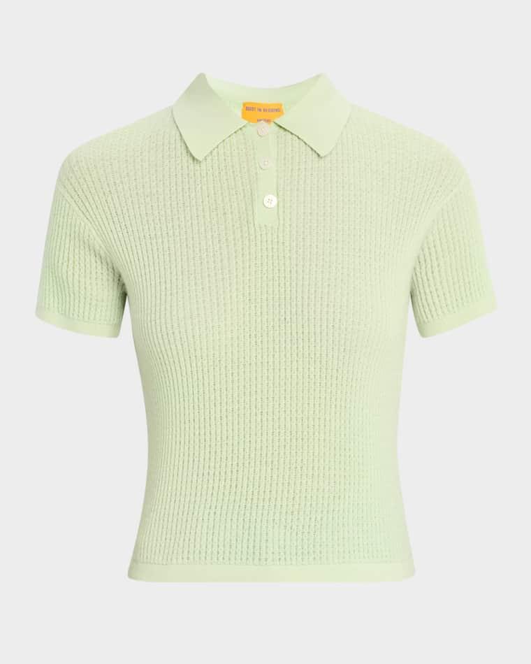 Cashmere Short-Sleeve Shrunken Polo Sweater by GUEST IN RESIDENCE