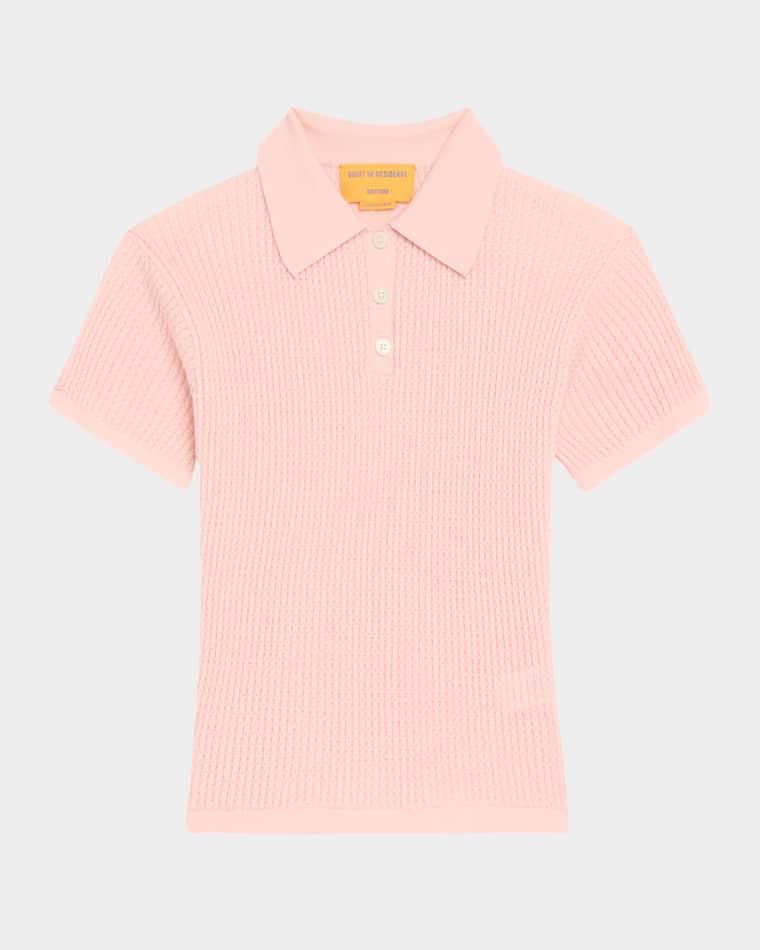 Cashmere Short-Sleeve Shrunken Polo Sweater by GUEST IN RESIDENCE