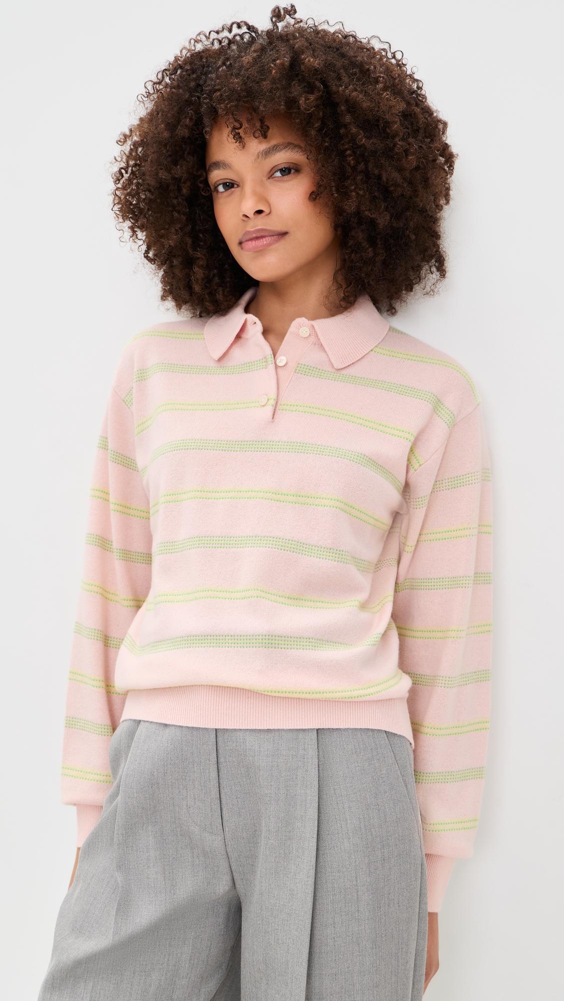 Collegiate Cashmere Stripe Polo by GUEST IN RESIDENCE