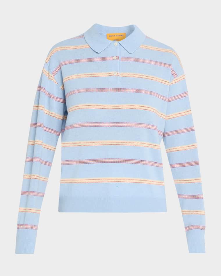 Collegiate Striped Cashmere Polo by GUEST IN RESIDENCE