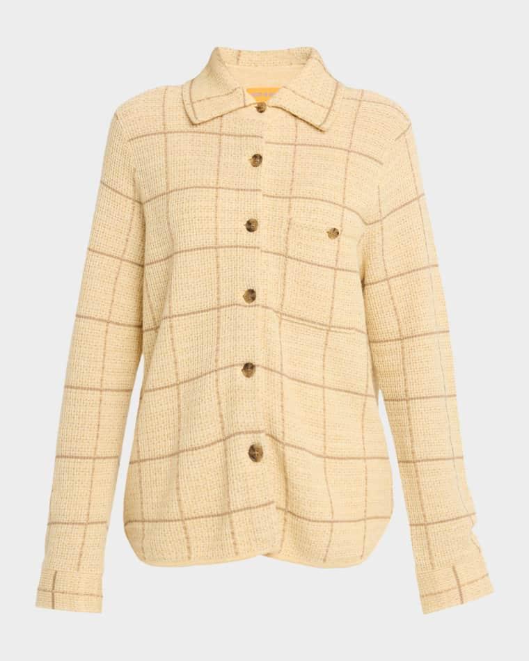 Dylan Plaid Cashmere-Linen Shirt by GUEST IN RESIDENCE