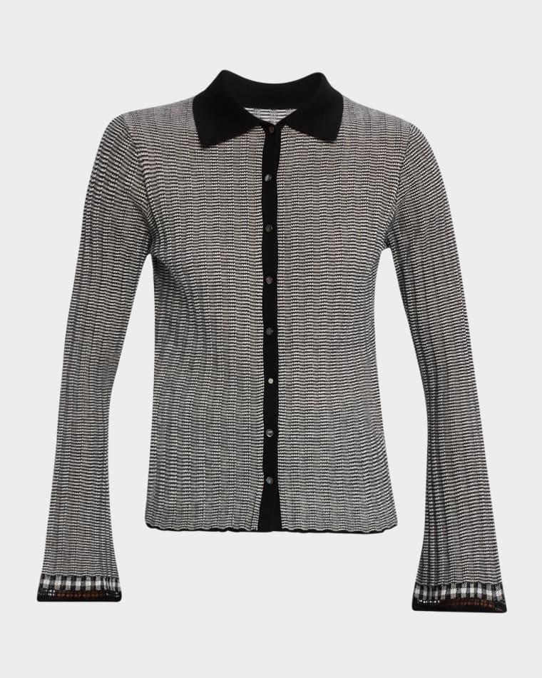 Fine Stripe Silk-Linen Cardigan by GUEST IN RESIDENCE