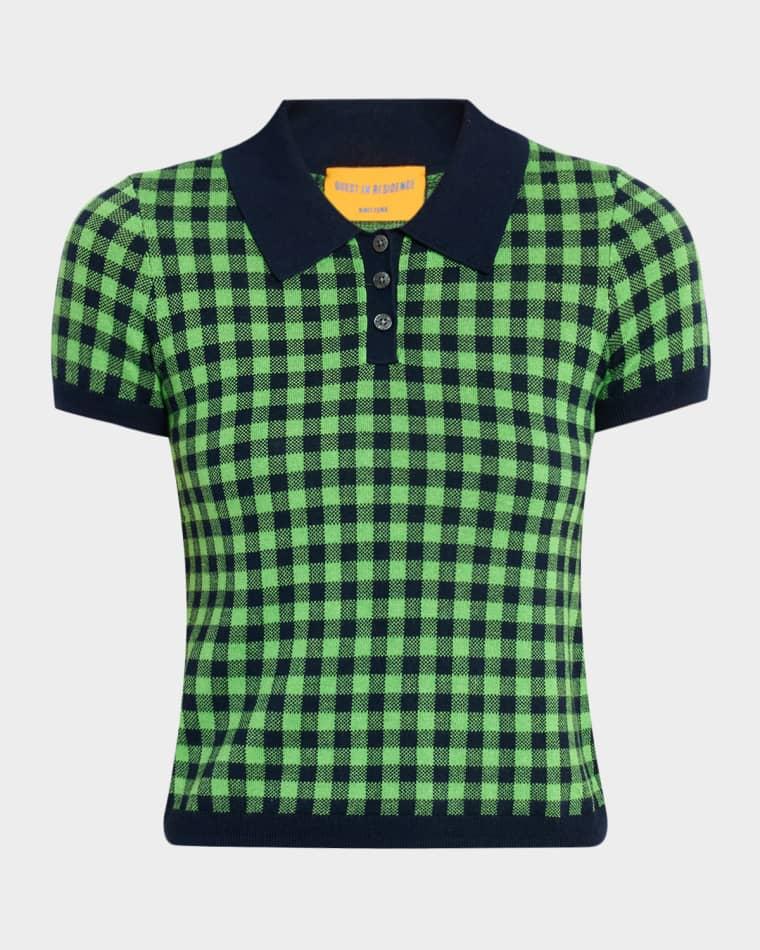 Gingham Shrunken Silk-Linen Polo by GUEST IN RESIDENCE