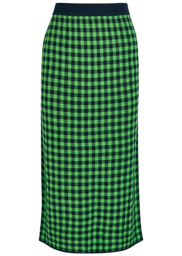 Gingham silk and linen-blend midi skirt by GUEST IN RESIDENCE