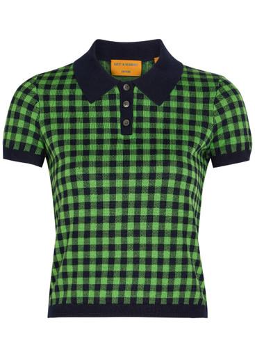 Gingham silk-blend polo shirt by GUEST IN RESIDENCE