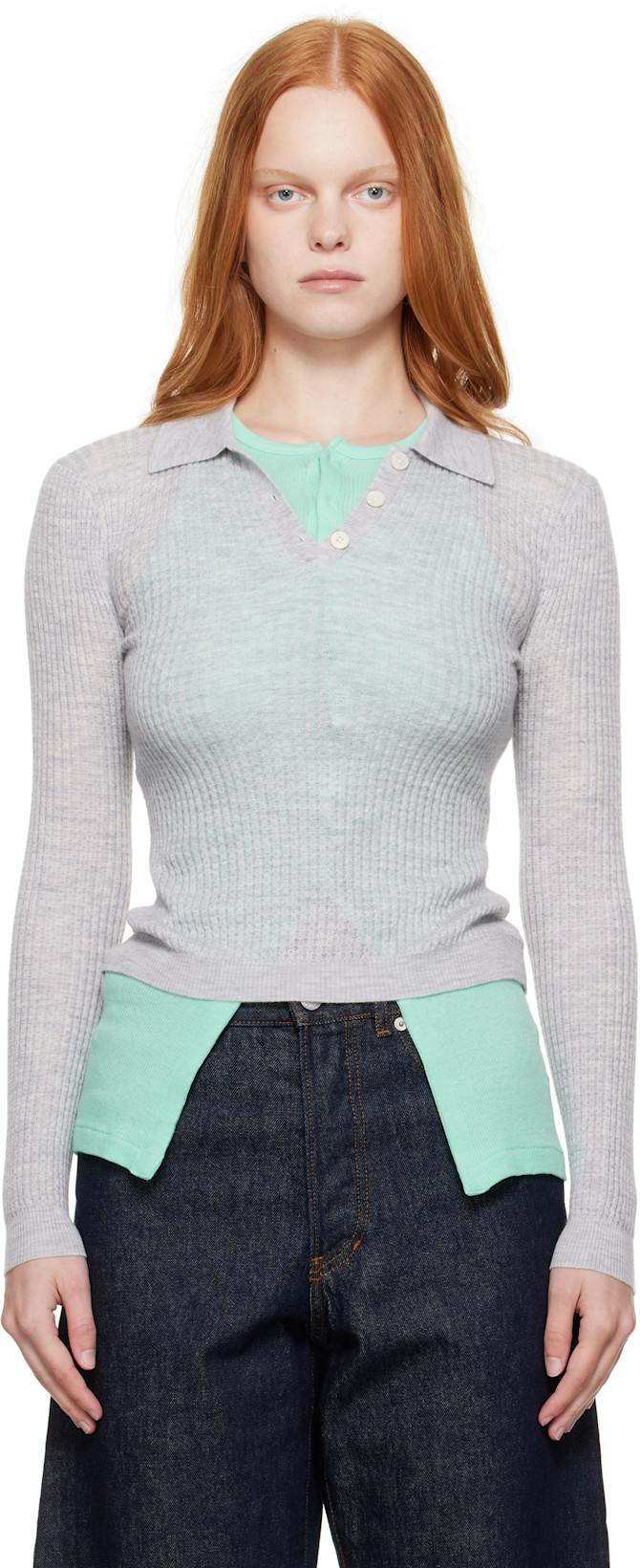 Gray LS Shrunken Polo by GUEST IN RESIDENCE
