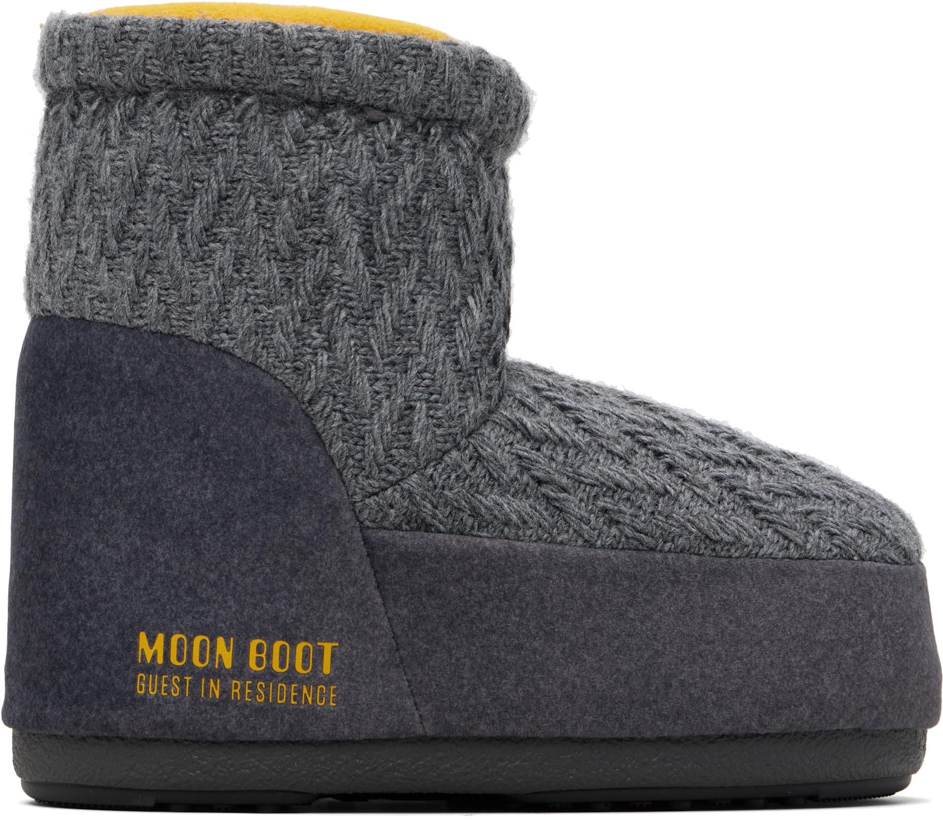Gray Moon Boot Edition Icon Low No Lace Knit Boots by GUEST IN RESIDENCE