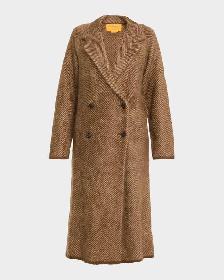 Grizzly Herringbone Cashmere Double-Breasted Coat by GUEST IN RESIDENCE
