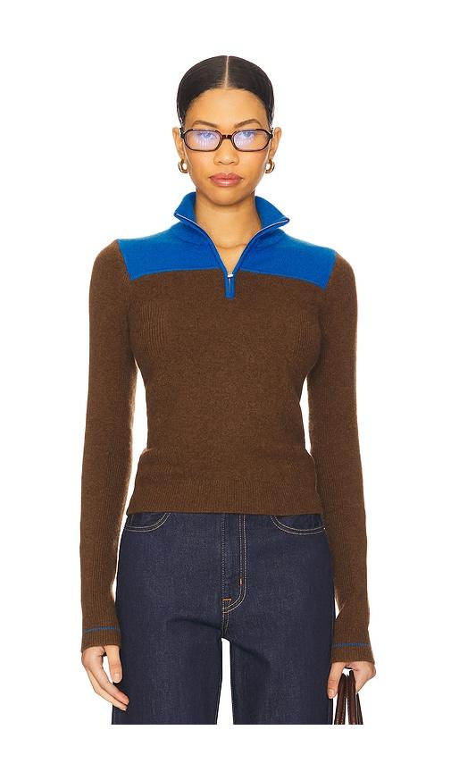Guest In Residence Alpine Half Zip Sweater in Brown,Blue by GUEST IN RESIDENCE