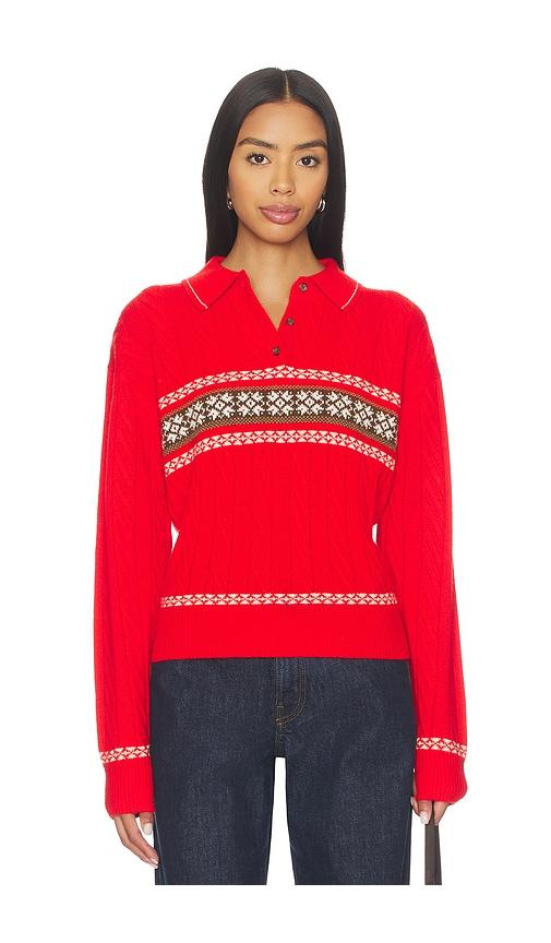 Guest In Residence Cable Collegiate Polo in Red by GUEST IN RESIDENCE