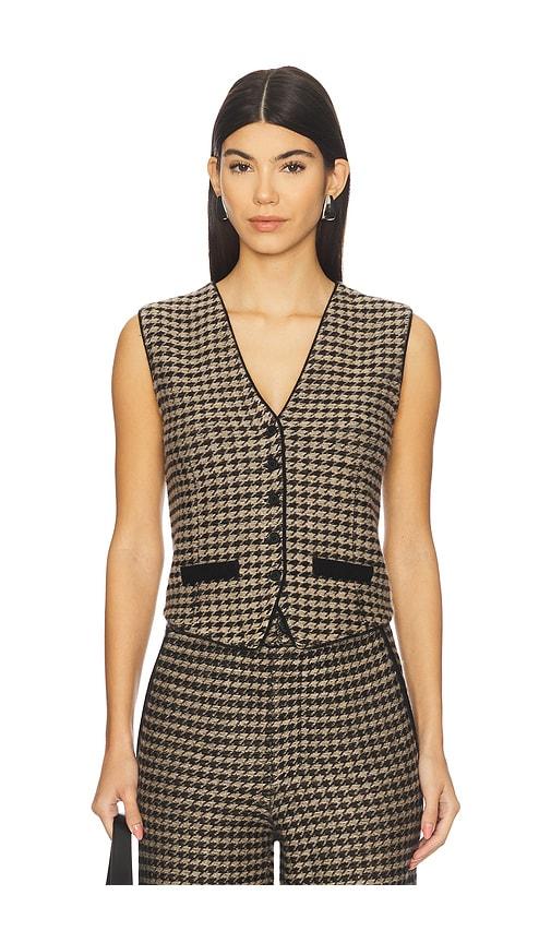 Guest In Residence Houndstooth Tailored Vest in Black by GUEST IN RESIDENCE