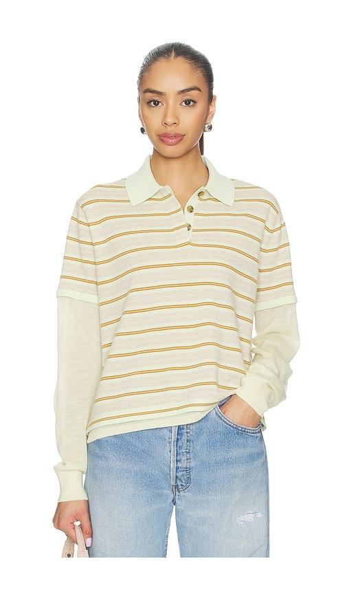 Guest In Residence Layered Stripe Rugby in Mint,Brown by GUEST IN RESIDENCE