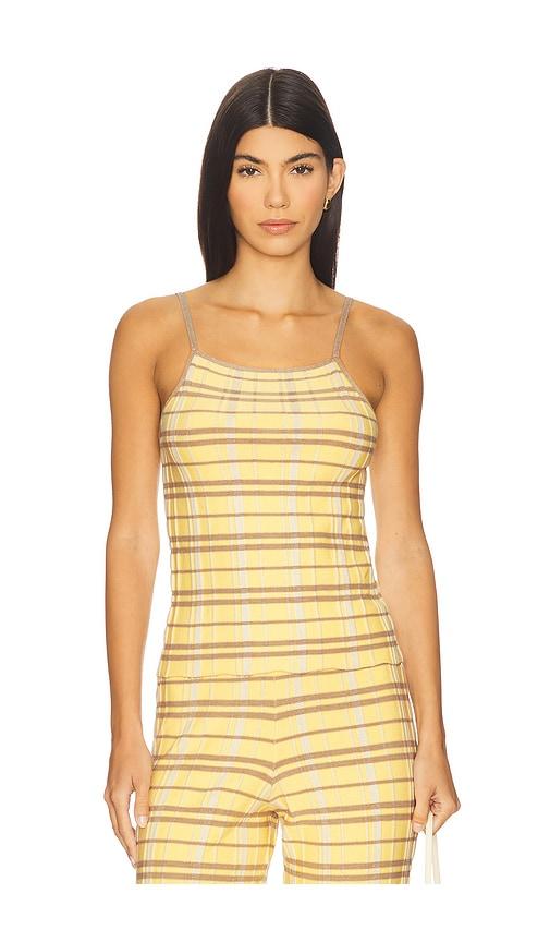 Guest In Residence Plaid Tank Top in Yellow by GUEST IN RESIDENCE