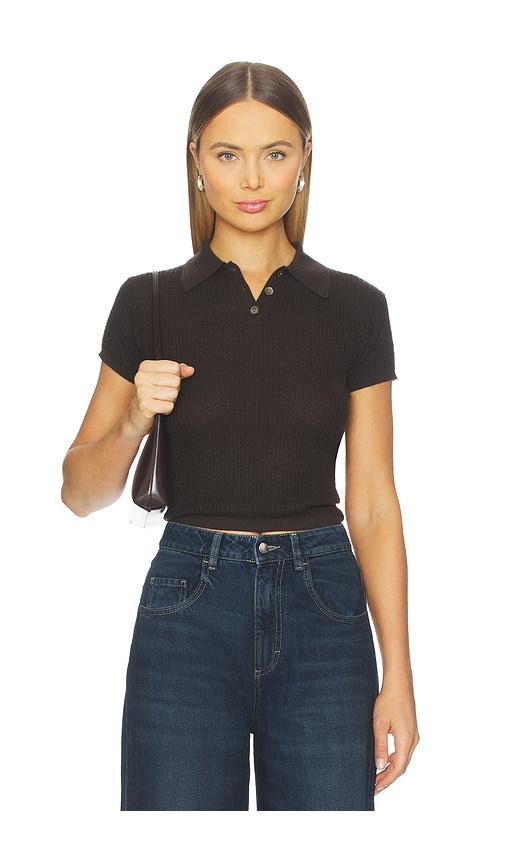 Guest In Residence Shrunken Polo Top in Chocolate by GUEST IN RESIDENCE