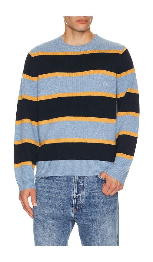 Guest In Residence Stripe Crew Neck Sweater in Blue by GUEST IN RESIDENCE