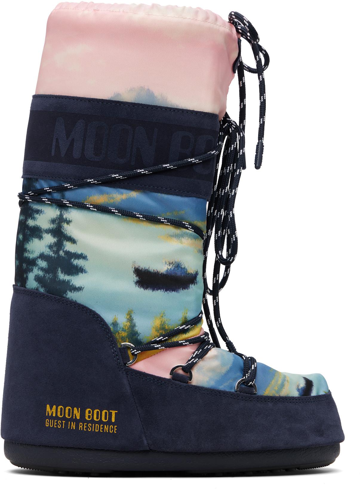 Navy & Pink Moon Boot Edition Icon Postcard Boots by GUEST IN RESIDENCE