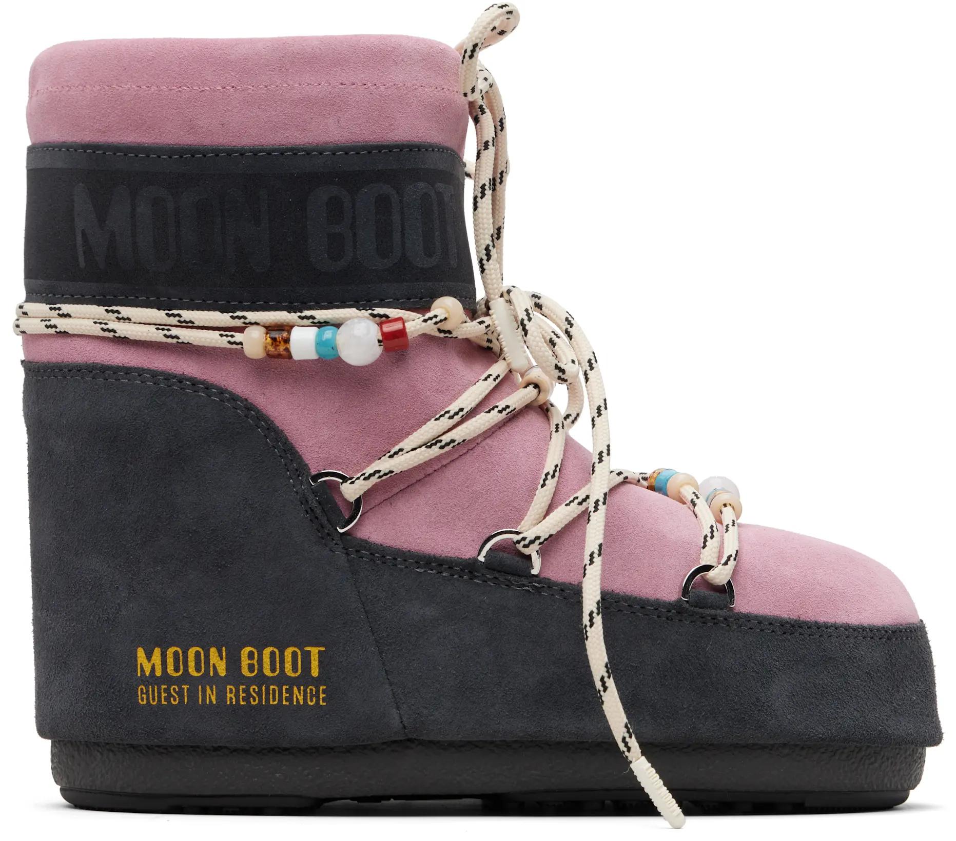 Pink Moon Boot Edition Icon Low Beaded Suede Boots by GUEST IN RESIDENCE