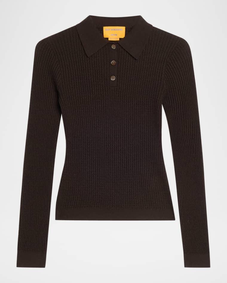 Shrunken Long-Sleeve Cashmere Polo by GUEST IN RESIDENCE