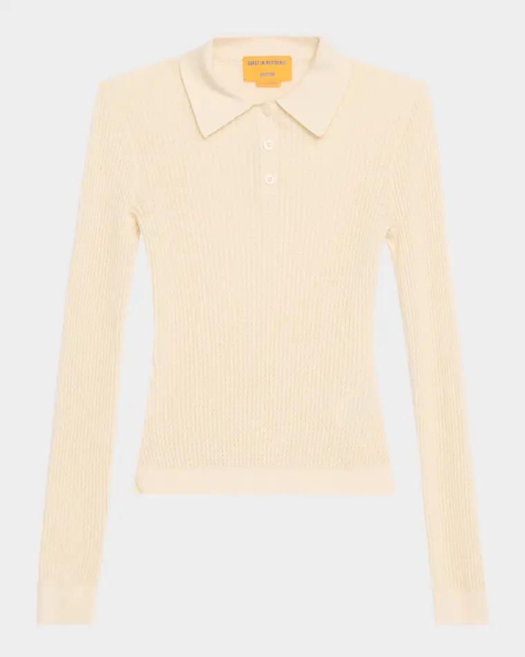 Shrunken Long-Sleeve Cashmere Polo by GUEST IN RESIDENCE