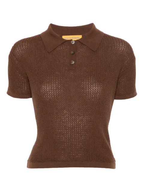 Shrunken knitted polo top by GUEST IN RESIDENCE