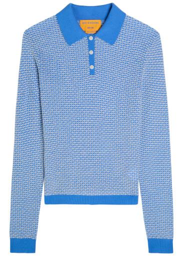 Shrunken patterned cashmere polo top by GUEST IN RESIDENCE