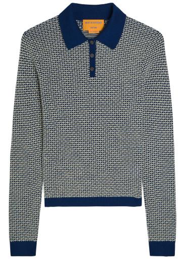 Shrunken patterned cashmere polo top by GUEST IN RESIDENCE