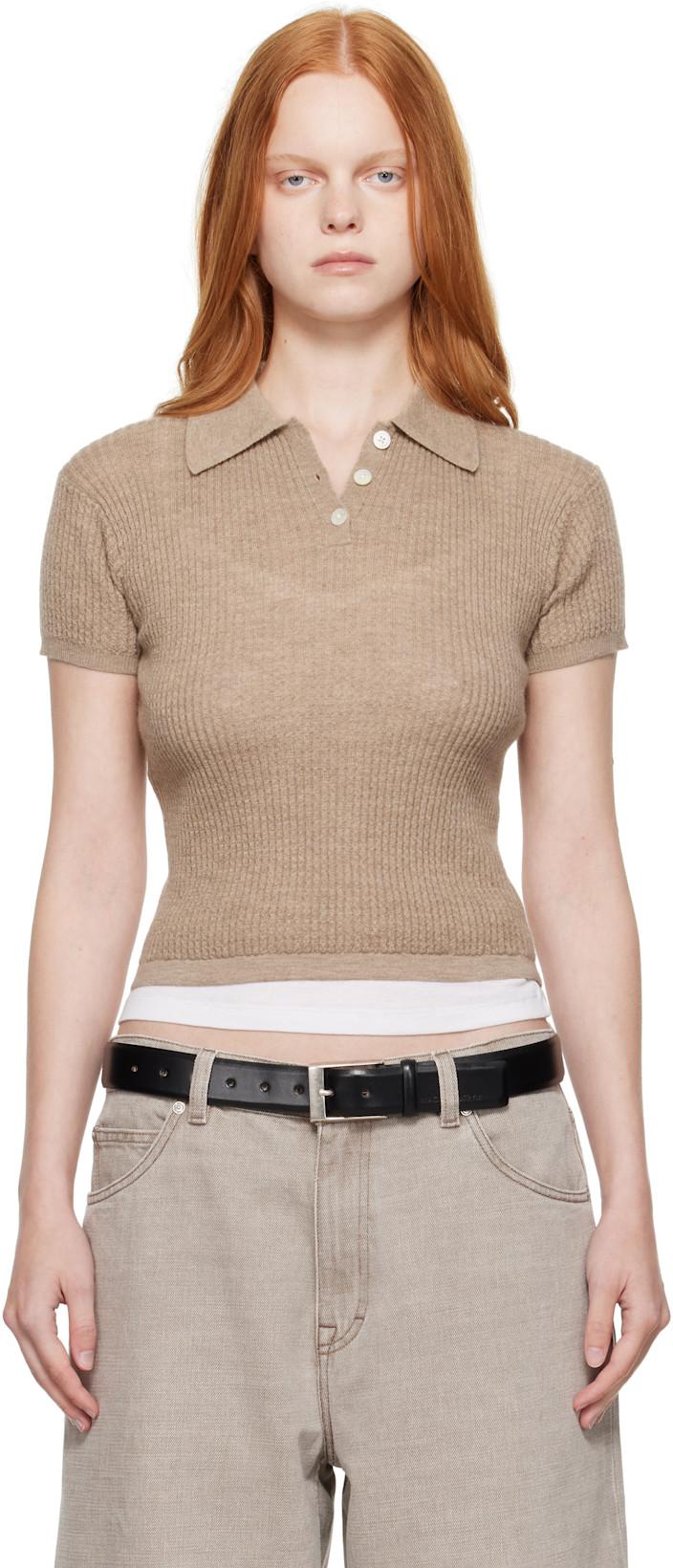 Taupe Shrunken Polo by GUEST IN RESIDENCE