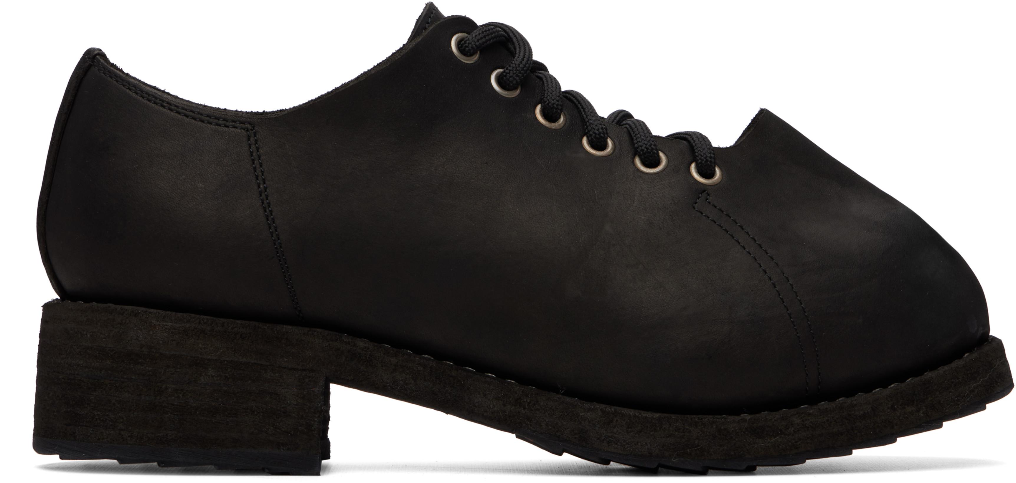Black 2091 Leather Rhino Toe Derbys by GUIDI