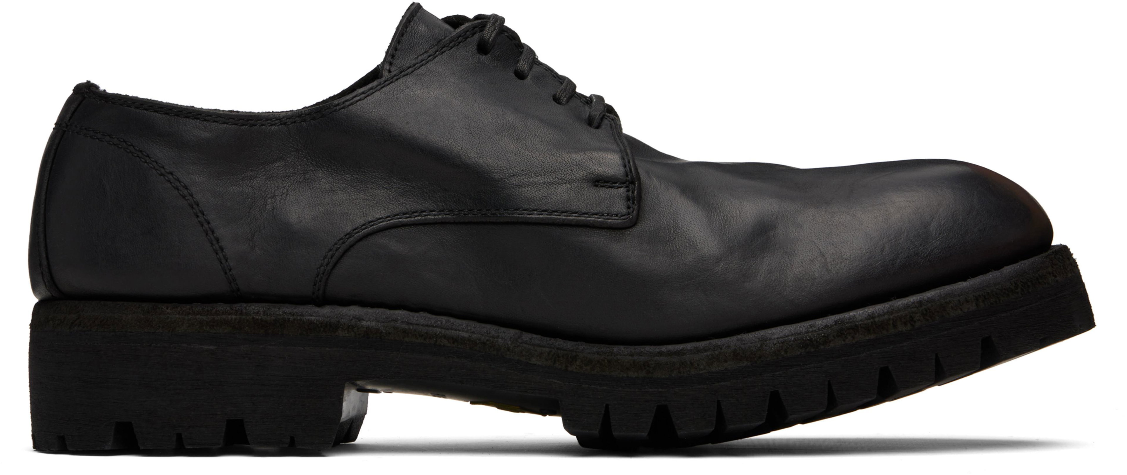 Black 792V Leather Derbys by GUIDI