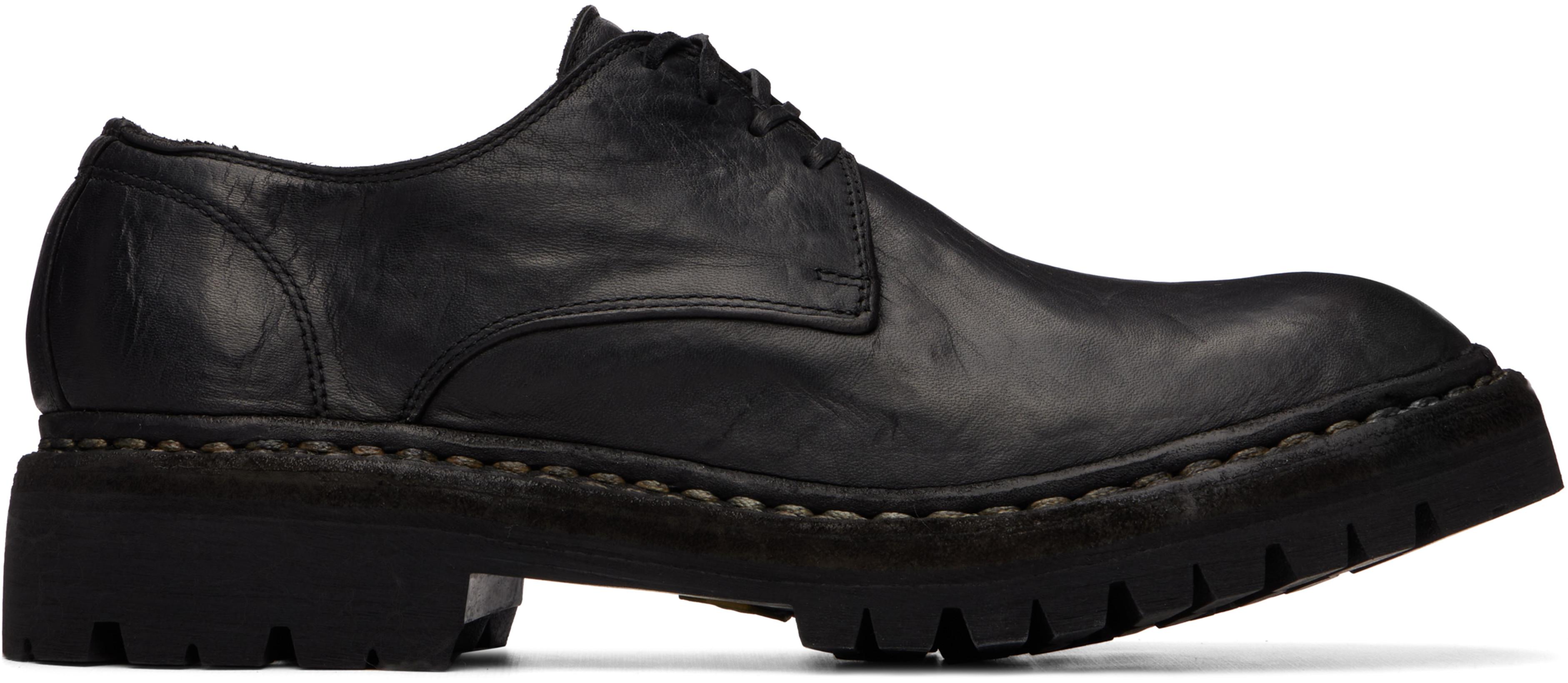 Black 792V_N Leather Derbys by GUIDI
