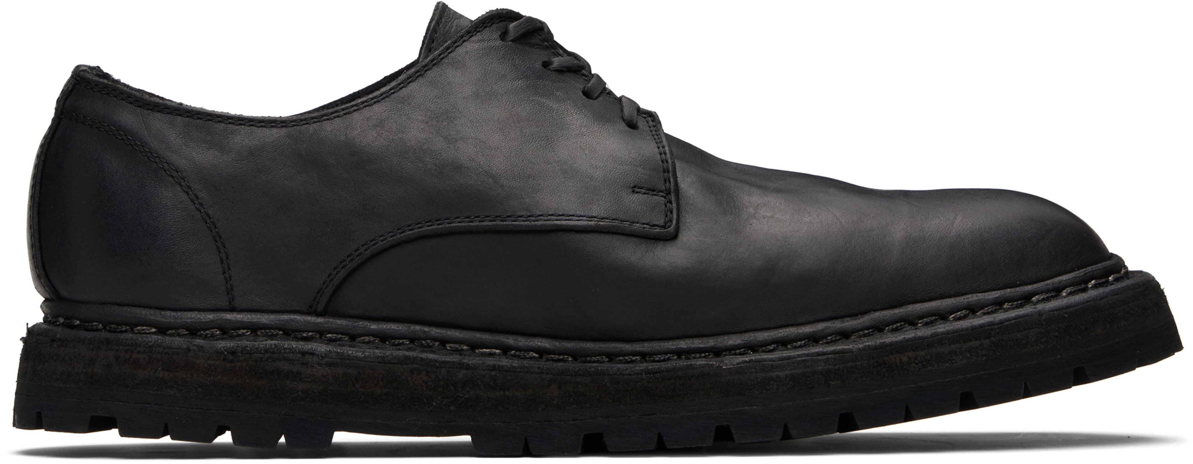 Black Soft Horse Leather 99 Derbys by GUIDI