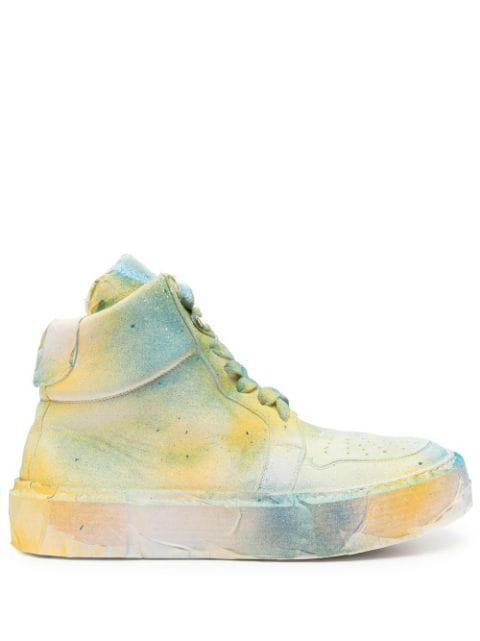 spray-effect high-top sneakers by GUIDI