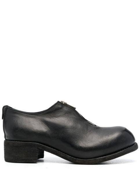 zip-front block-heel shoes by GUIDI