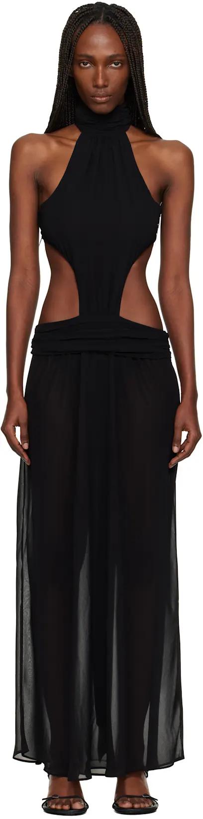 Black Marais Maxi Dress by GUIZIO