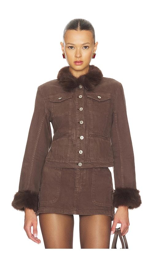 GUIZIO Ares Faux Fur Jacket in Chocolate by GUIZIO