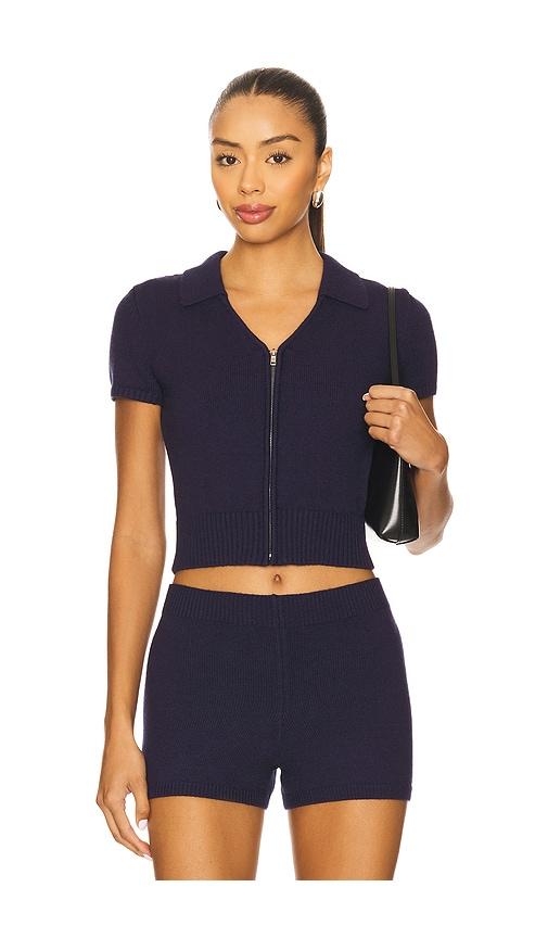 GUIZIO Calesia Zip Up Top in Navy by GUIZIO