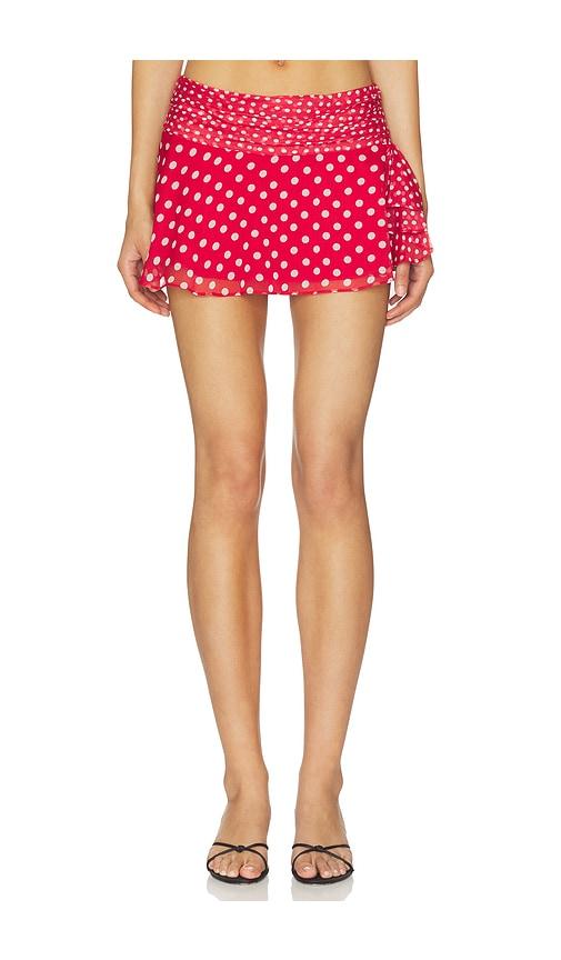 GUIZIO Chiffon Slit Mini Skirt in Red by GUIZIO