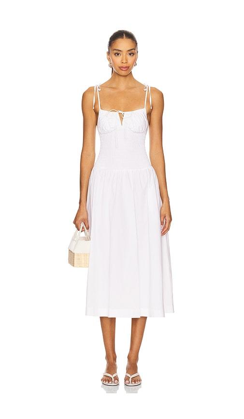 GUIZIO Lura Midi Dress in White by GUIZIO