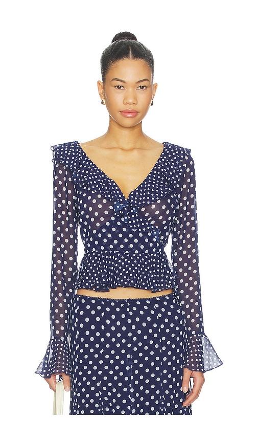 GUIZIO Mallorca Ruffle Wrap Top in Navy by GUIZIO