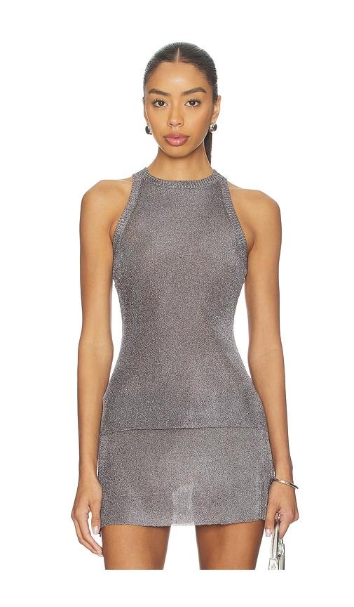 GUIZIO Millie Top in Metallic Silver by GUIZIO