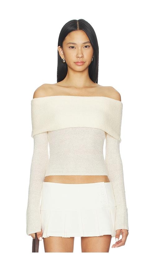 GUIZIO Off Shoulder Knit Top in Ivory by GUIZIO