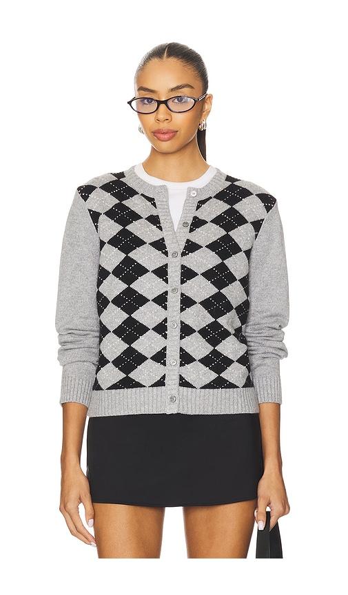 GUIZIO Relaxed Argyle Cardigan in Grey by GUIZIO