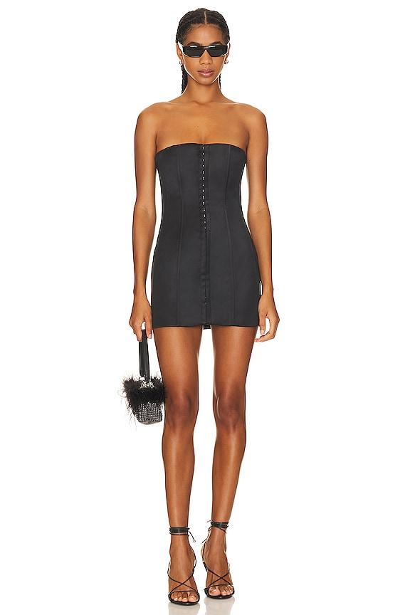 GUIZIO Satin Corset Dress in Black by GUIZIO