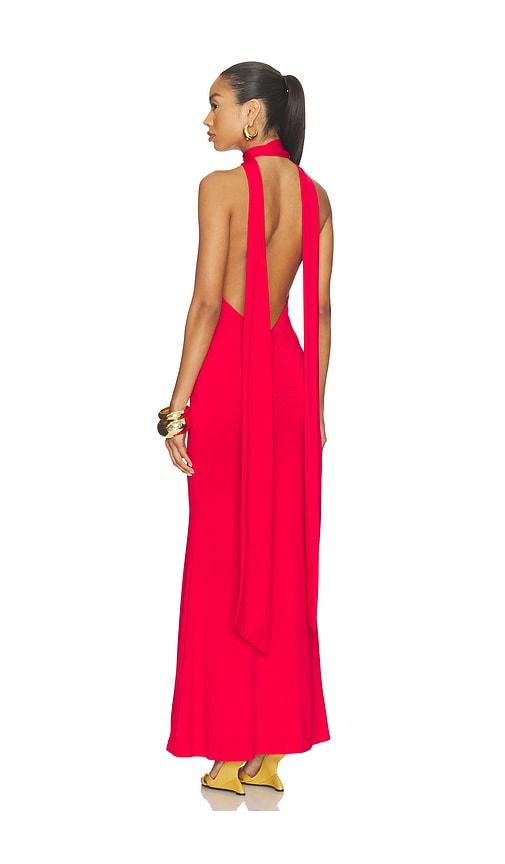 GUIZIO Scarf Open Neck Dress in Red by GUIZIO