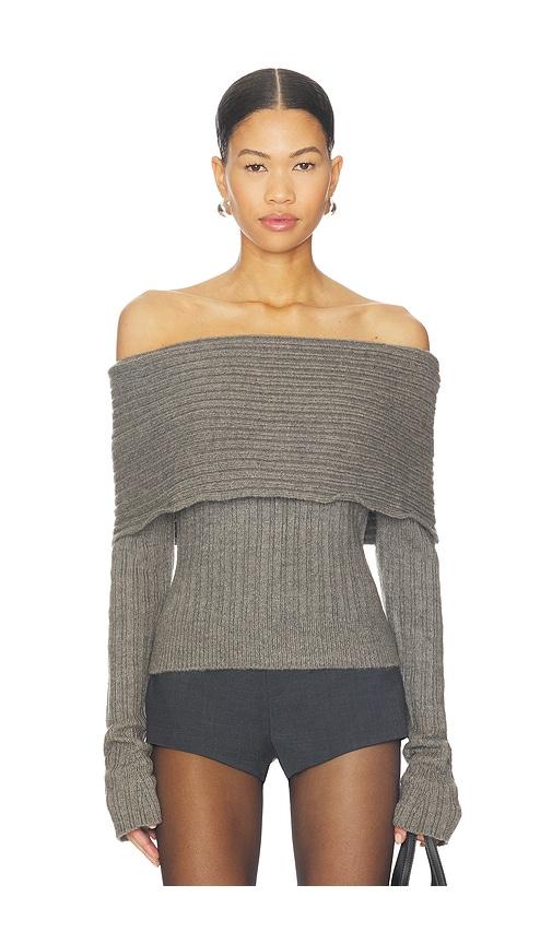 GUIZIO Wide Turtleneck Knit Top in Grey by GUIZIO