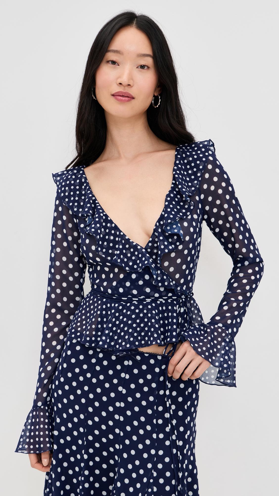 Mallorca Ruffle Wrap Top by GUIZIO