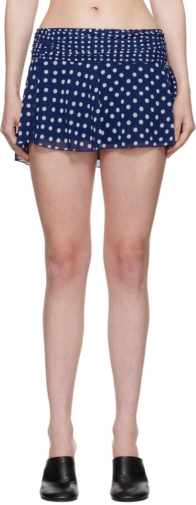 Navy Chiffon Slit Miniskirt by GUIZIO