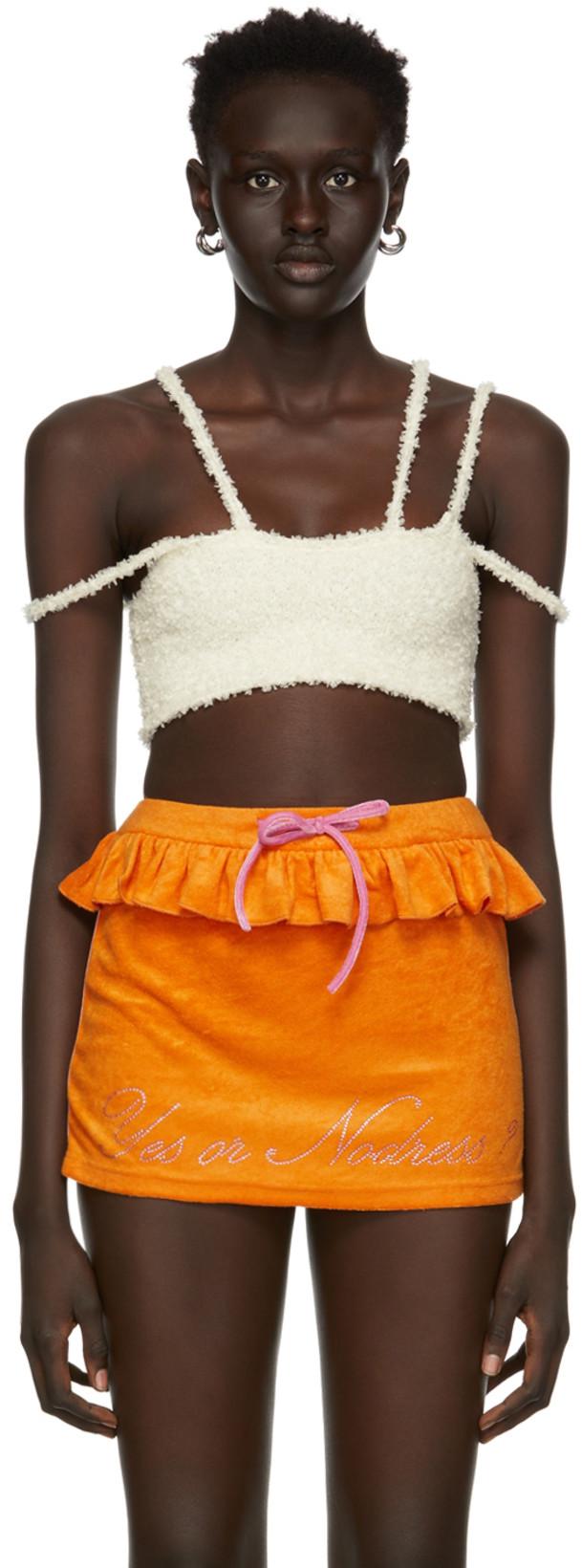 Off-White Bouclé Strap Tank Top by GUIZIO