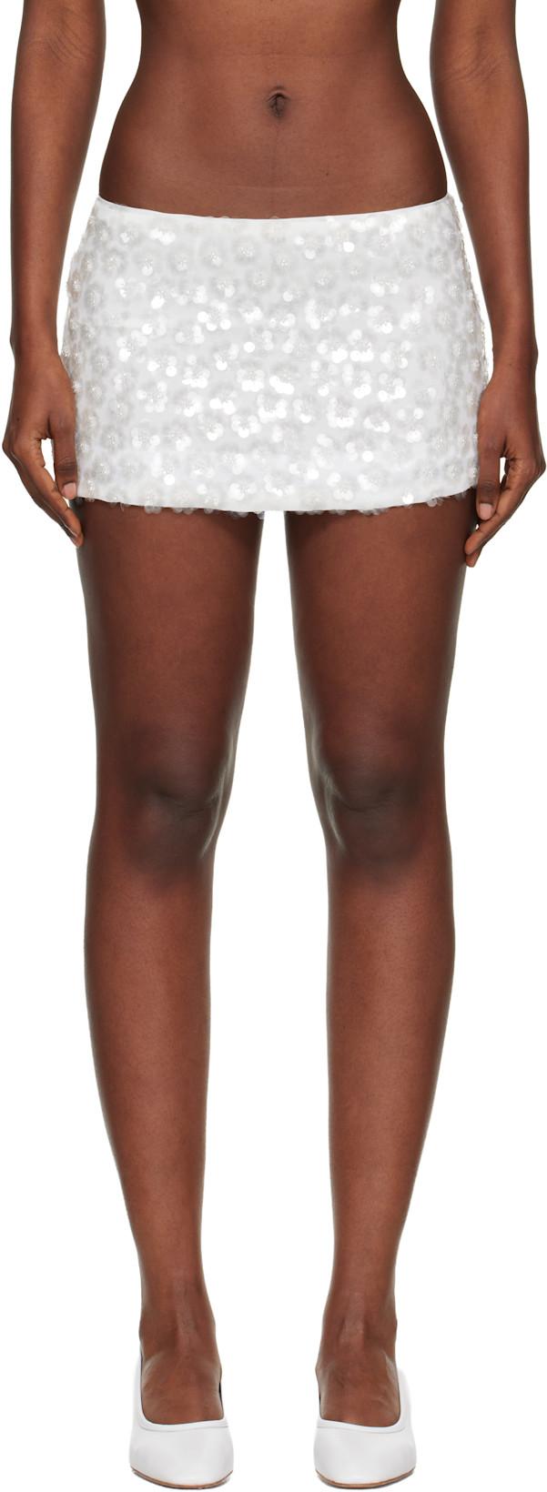 Off-White Floral Paillette Miniskirt by GUIZIO
